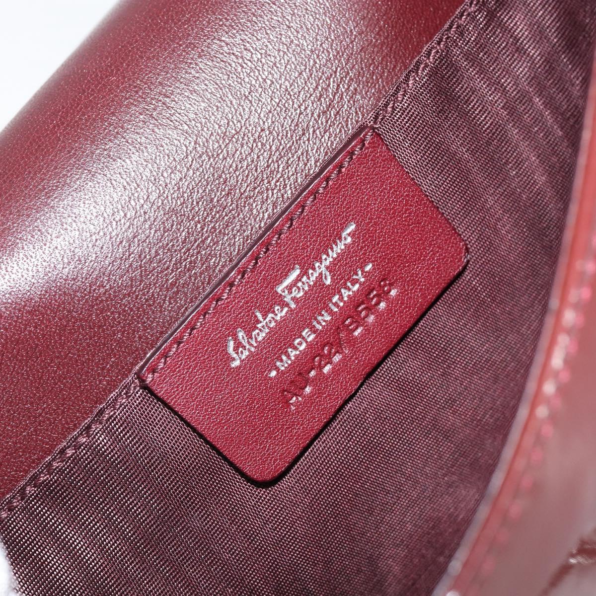 Salvatore Ferragamo Vala Chain Shoulder Bag Enamel Red Silver Auth gh1177