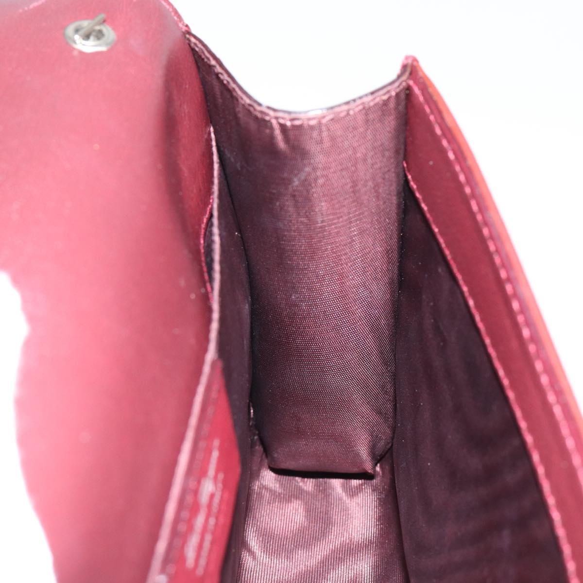 Salvatore Ferragamo Vala Chain Shoulder Bag Enamel Red Silver Auth gh1177