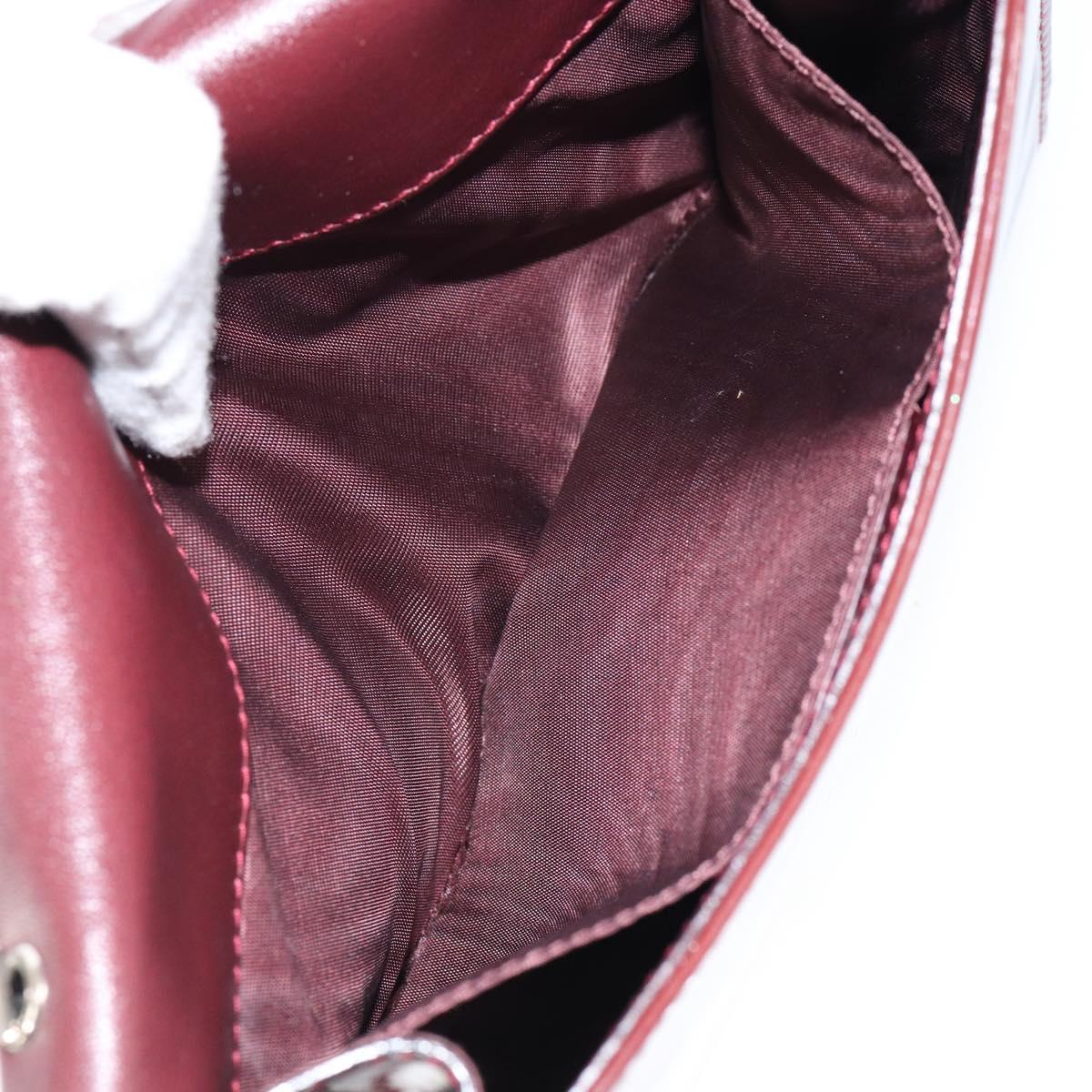 Salvatore Ferragamo Vala Chain Shoulder Bag Enamel Red Silver Auth gh1177