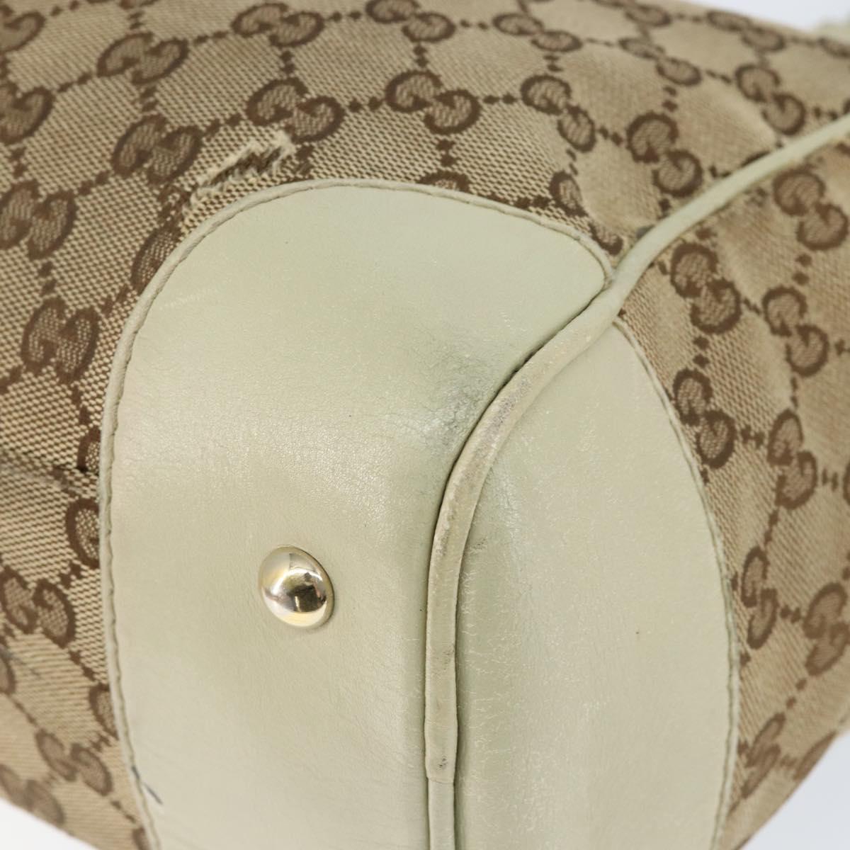 GUCCI GG Canvas Web Sherry Line Tote Bag Beige Gold 257061 Auth gh1178