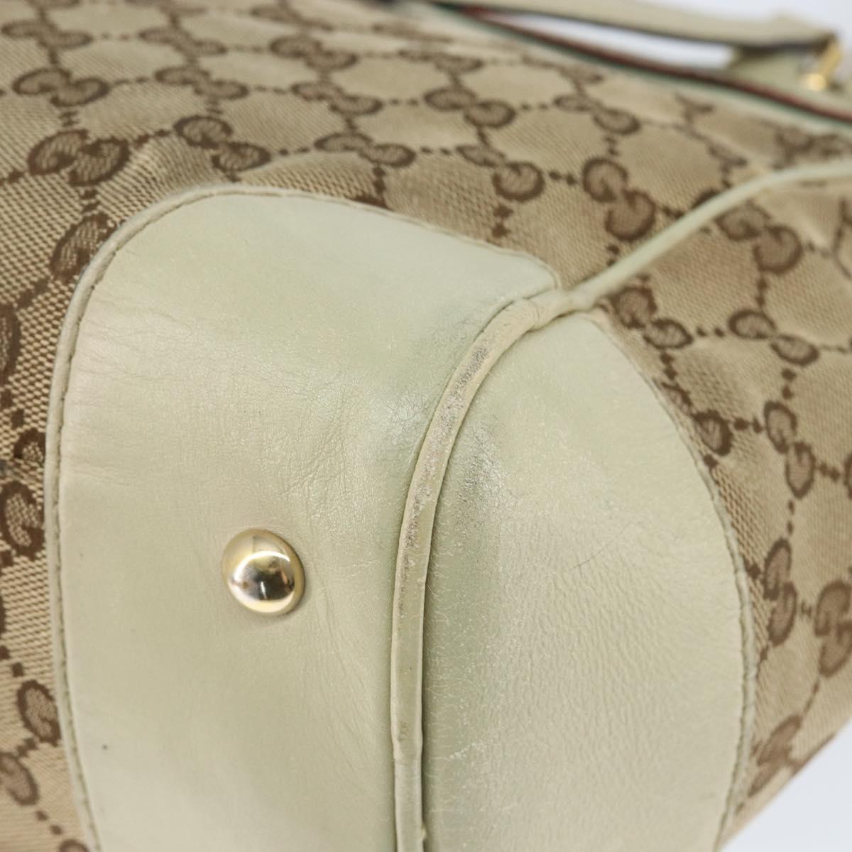 GUCCI GG Canvas Web Sherry Line Tote Bag Beige Gold 257061 Auth gh1178
