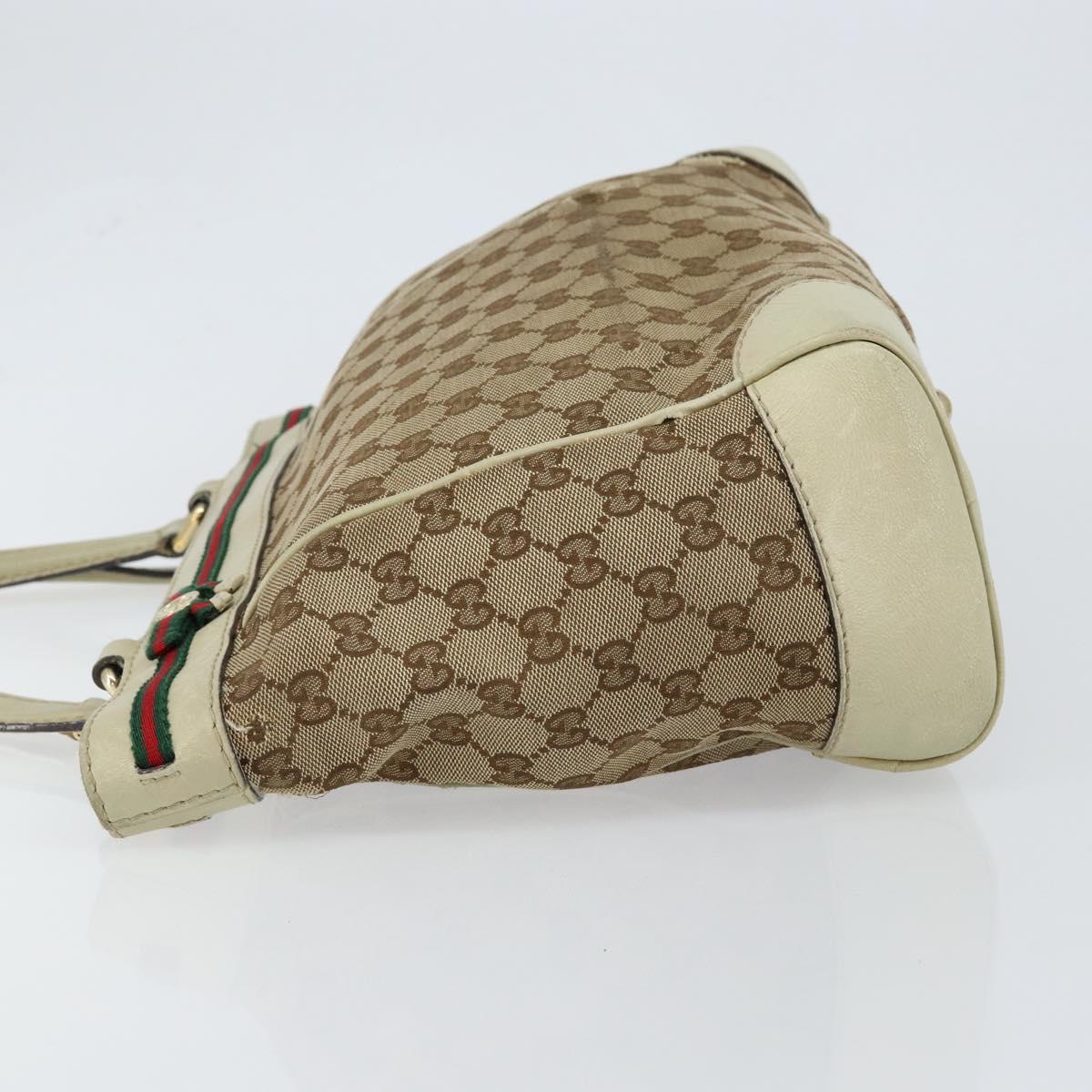 GUCCI GG Canvas Web Sherry Line Tote Bag Beige Gold 257061 Auth gh1178