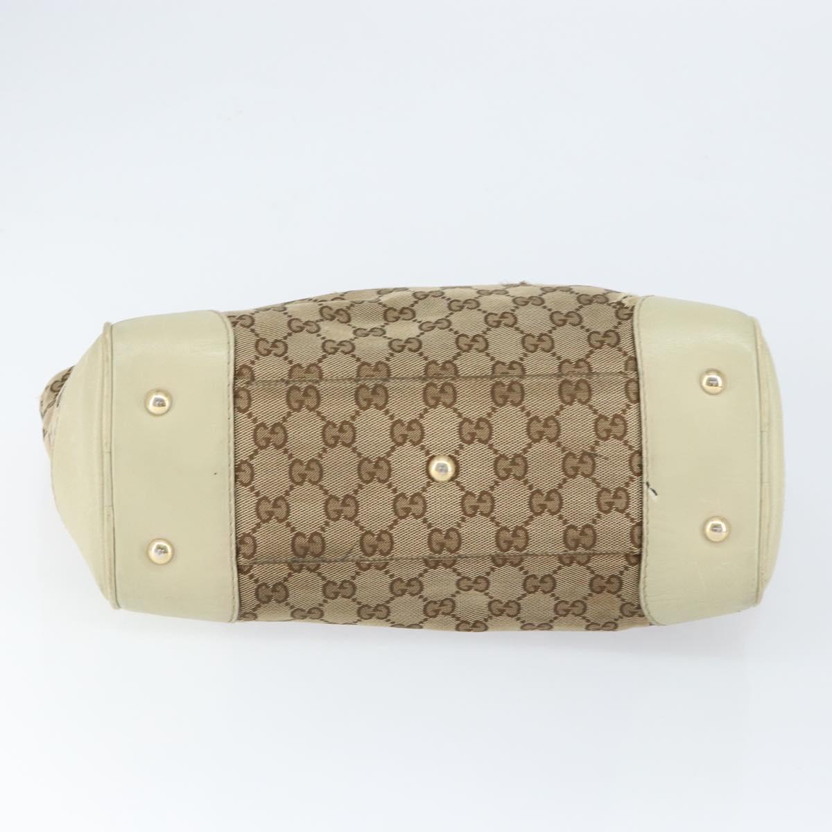 GUCCI GG Canvas Web Sherry Line Tote Bag Beige Gold 257061 Auth gh1178