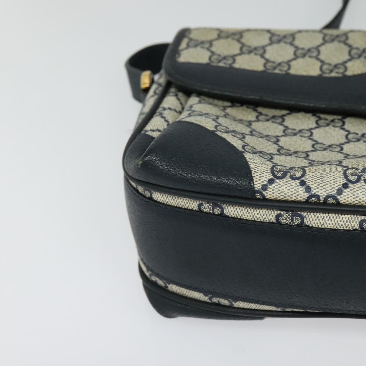 GUCCI GG Supreme Sherry Line Shoulder Bag PVC Navy Gold 001 116 0844 Auth gh118
