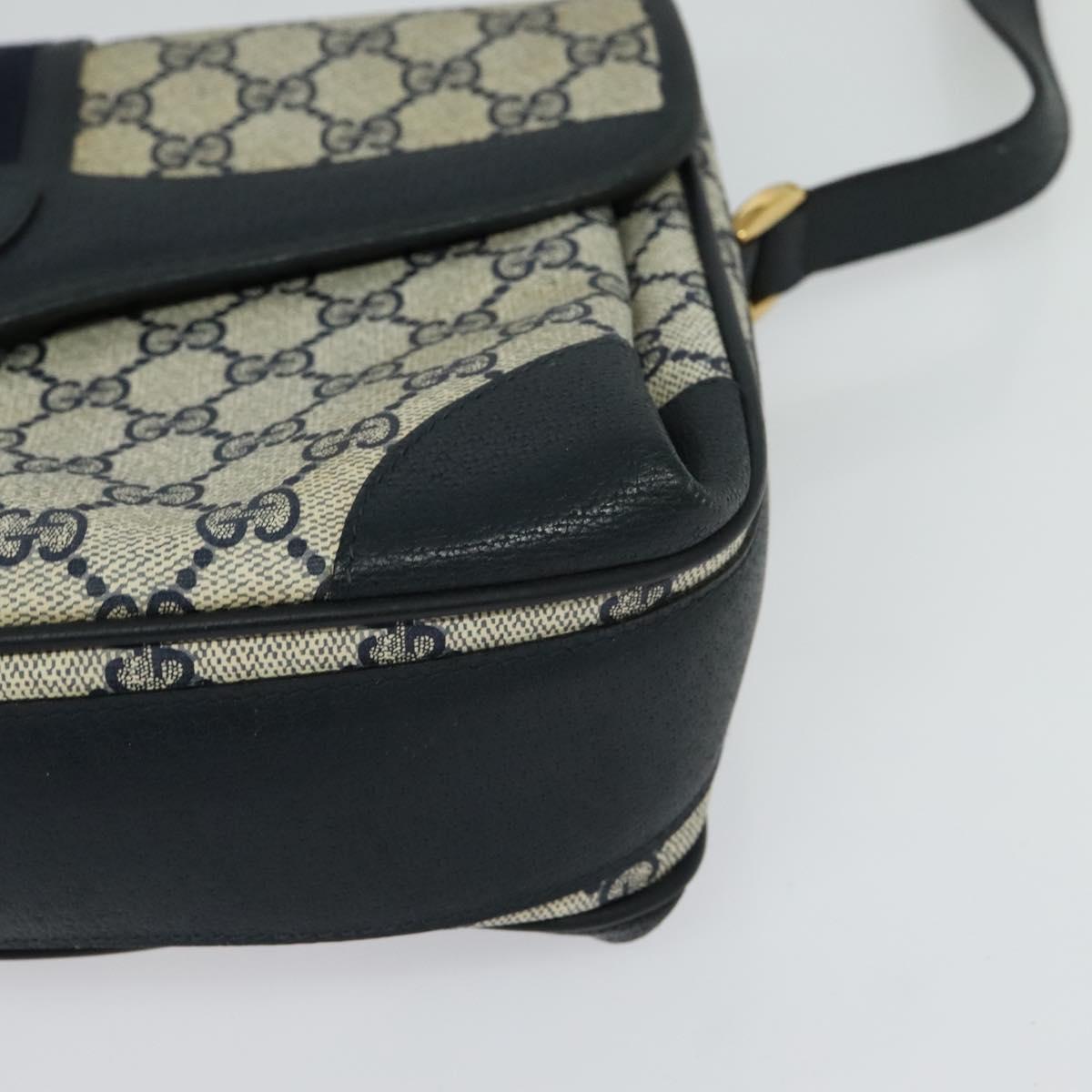 GUCCI GG Supreme Sherry Line Shoulder Bag PVC Navy Gold 001 116 0844 Auth gh118