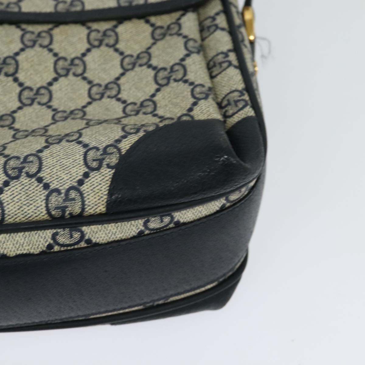 GUCCI GG Supreme Sherry Line Shoulder Bag PVC Navy Gold 001 116 0844 Auth gh118