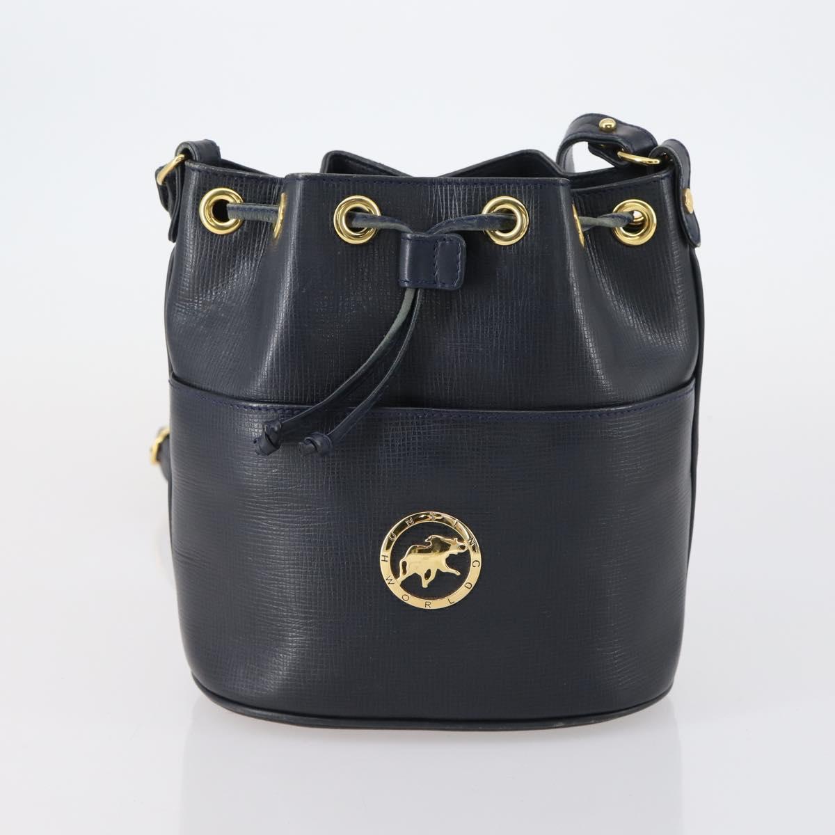 Chloe HUNTING WORLD Bag Leather 2 Set Navy Brown Auth gh1181