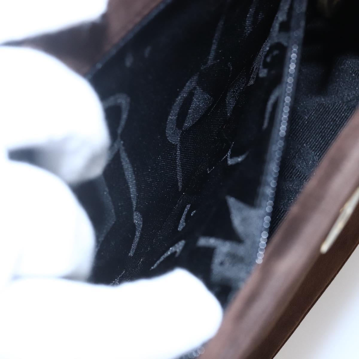 Salvatore Ferragamo Gancini Hand Bag Suede Brown Gold Auth gh1183