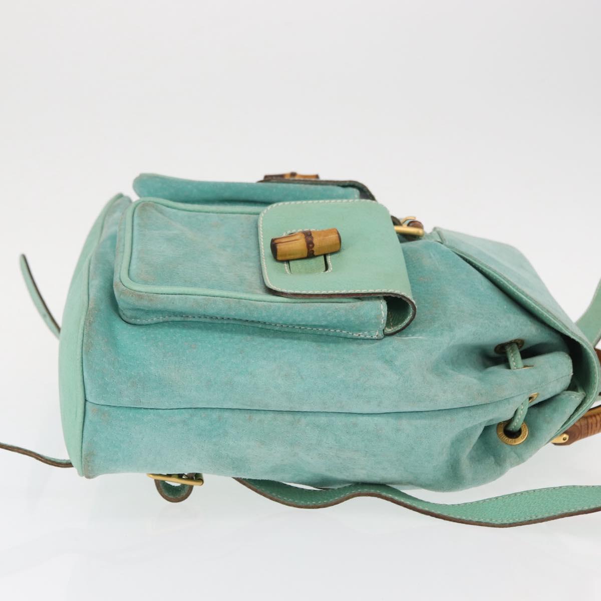 GUCCI Bamboo Backpack Suede Green Gold 003 2058 0016 Auth gh1191