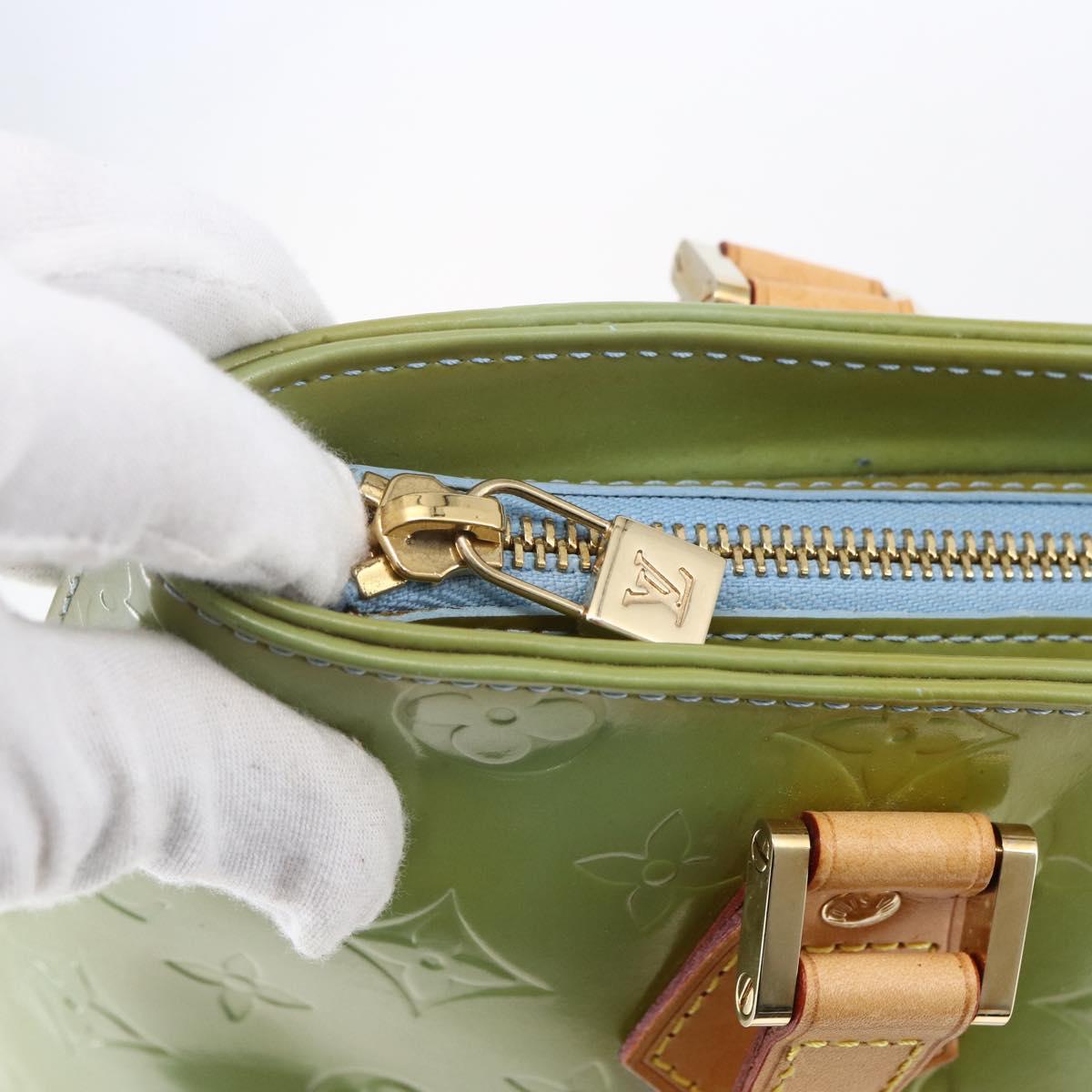 LOUIS VUITTON Monogram Vernis Houston Hand Bag Baby Blue M91005 LV Auth gh1194