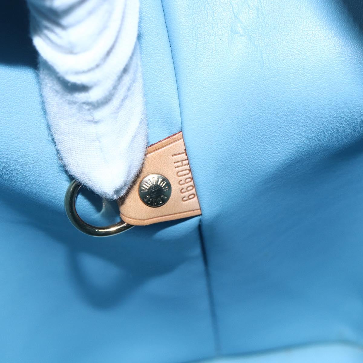 LOUIS VUITTON Monogram Vernis Houston Hand Bag Baby Blue M91005 LV Auth gh1194