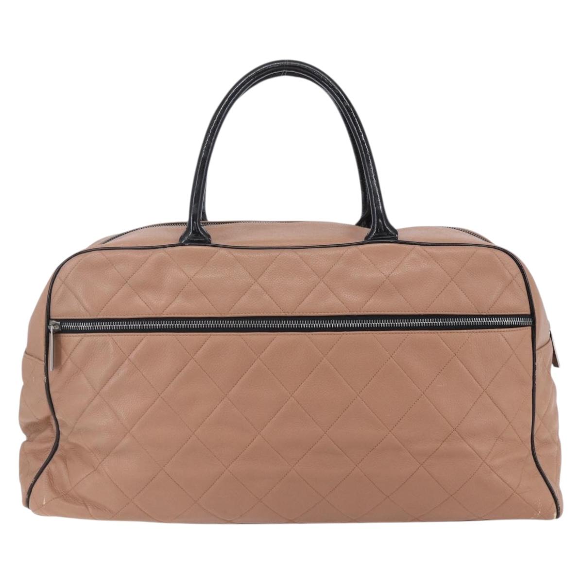 CHANEL Matelasse Boston Bag Caviar Skin Pink Silver CC Auth gh1196