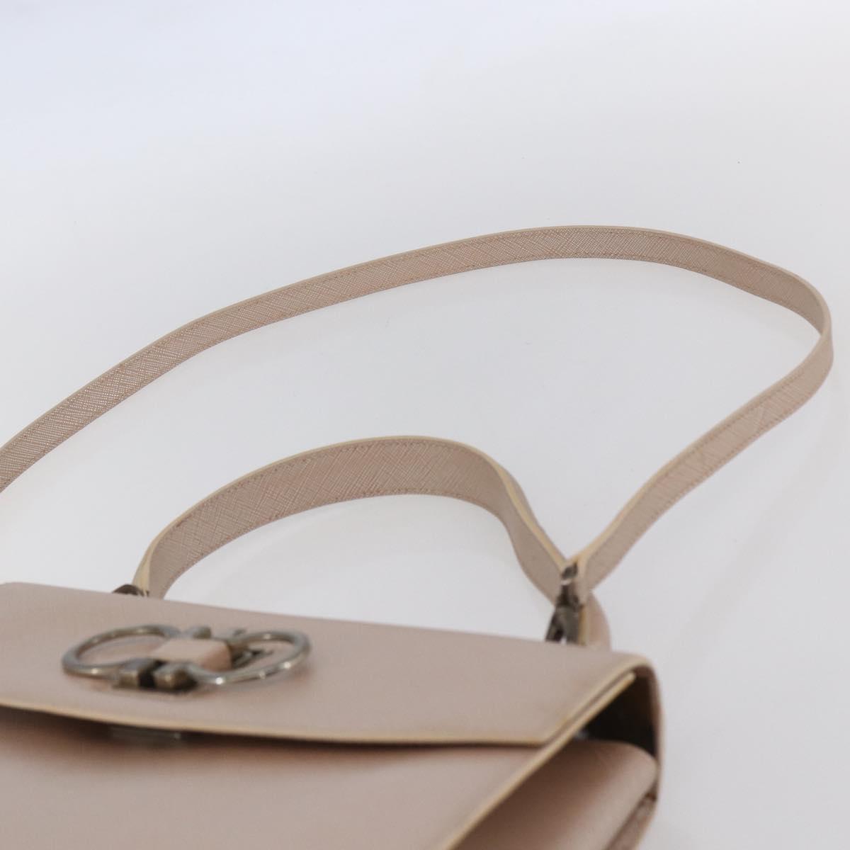 Salvatore Ferragamo Gancini Hand Bag Leather 2way Pink Gold Auth gh1200