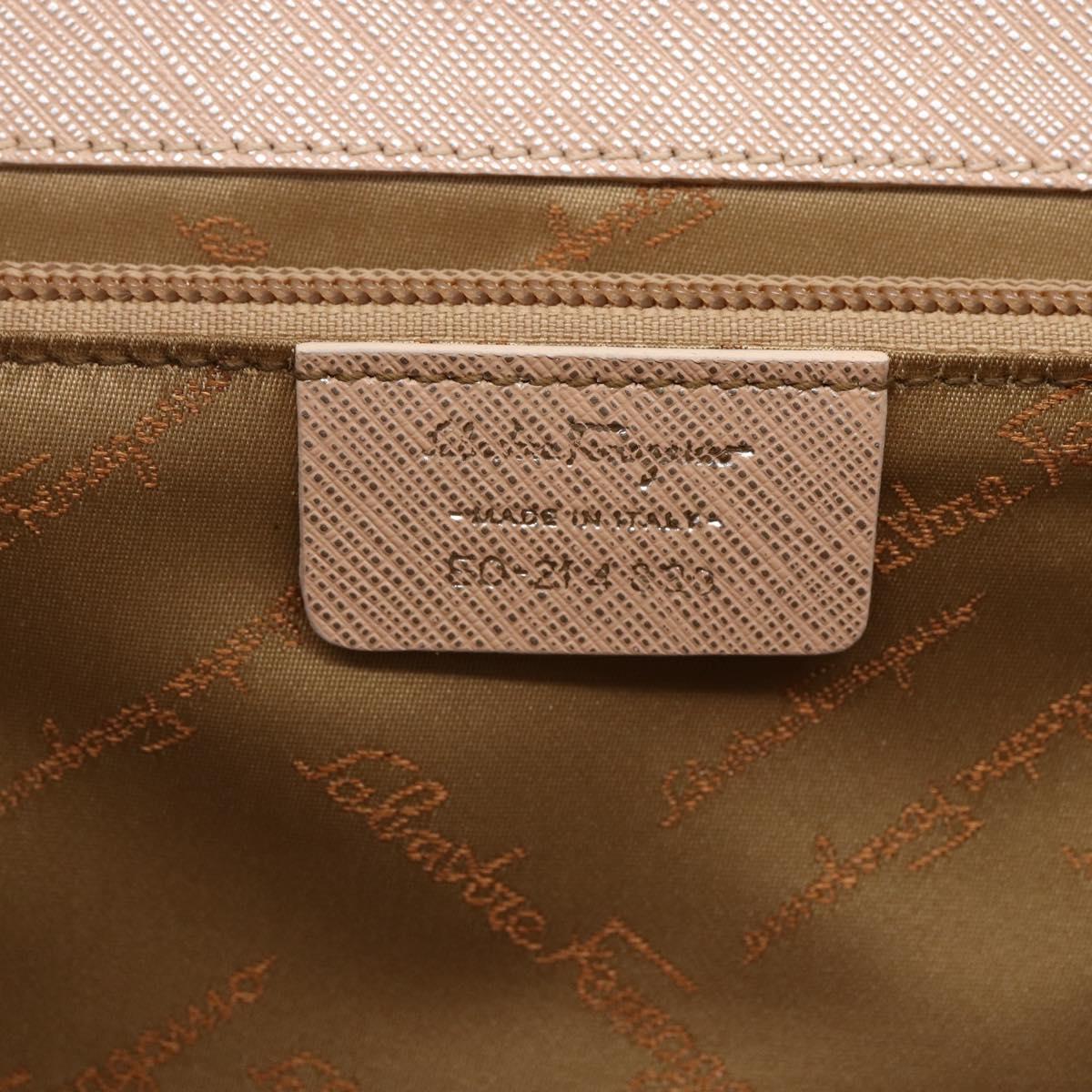 Salvatore Ferragamo Gancini Hand Bag Leather 2way Pink Gold Auth gh1200