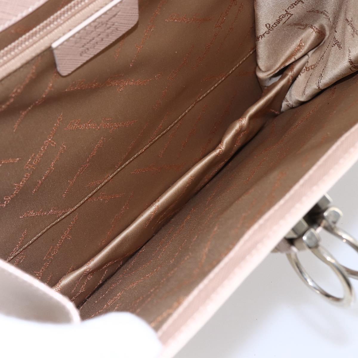 Salvatore Ferragamo Gancini Hand Bag Leather 2way Pink Gold Auth gh1200