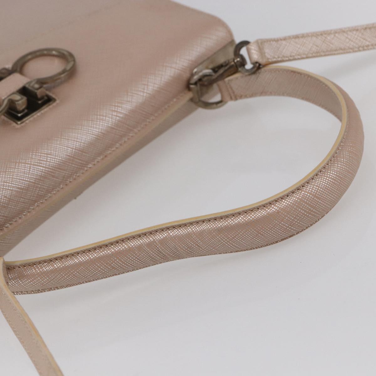 Salvatore Ferragamo Gancini Hand Bag Leather 2way Pink Gold Auth gh1200