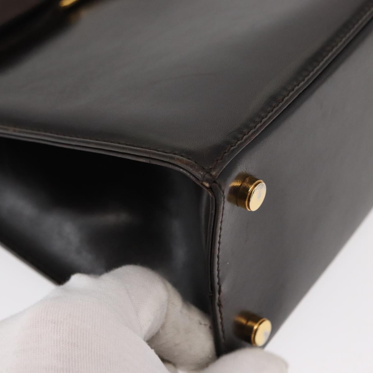 Salvatore Ferragamo Vala Hand Bag Leather 2way Brown Gold Auth gh1202