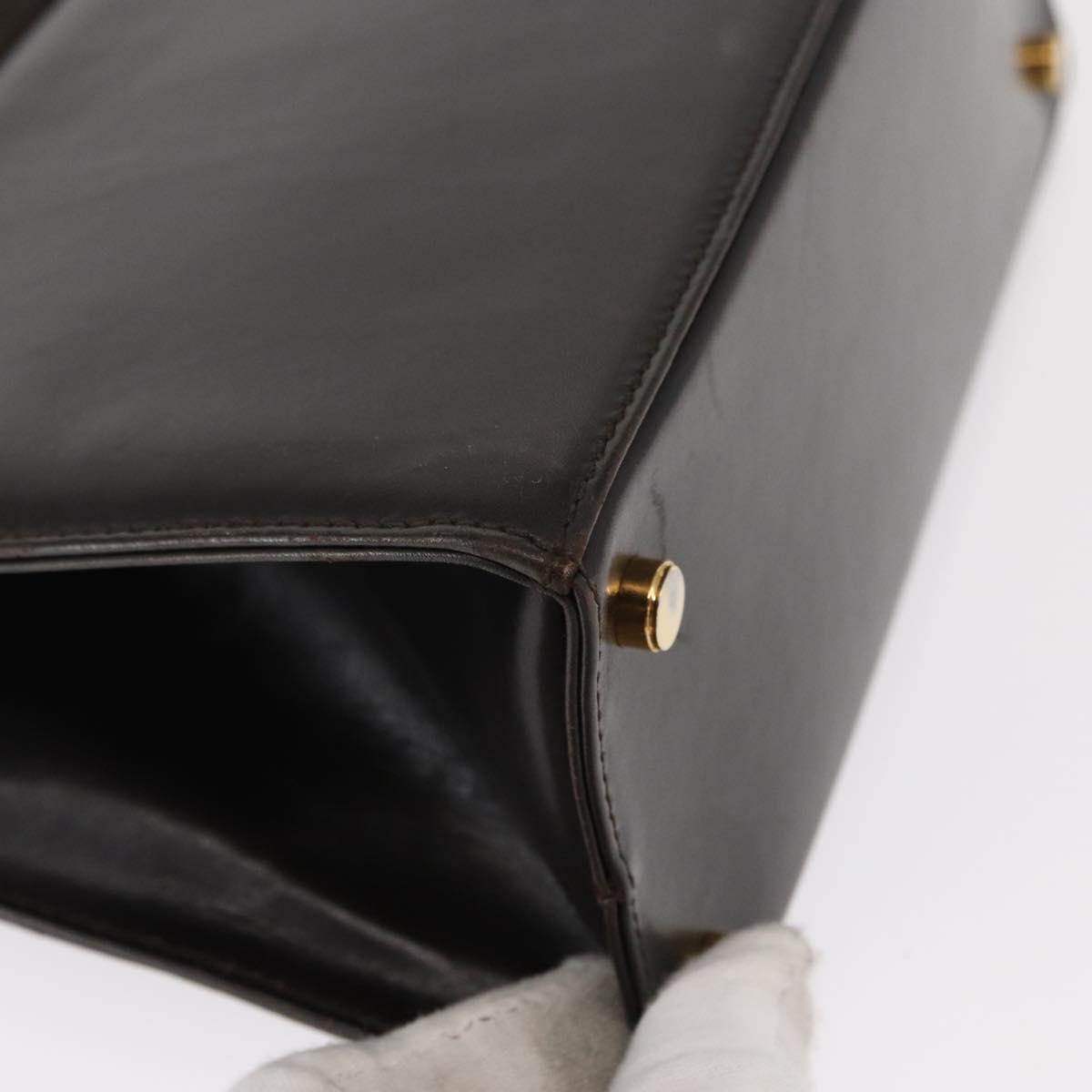 Salvatore Ferragamo Vala Hand Bag Leather 2way Brown Gold Auth gh1202