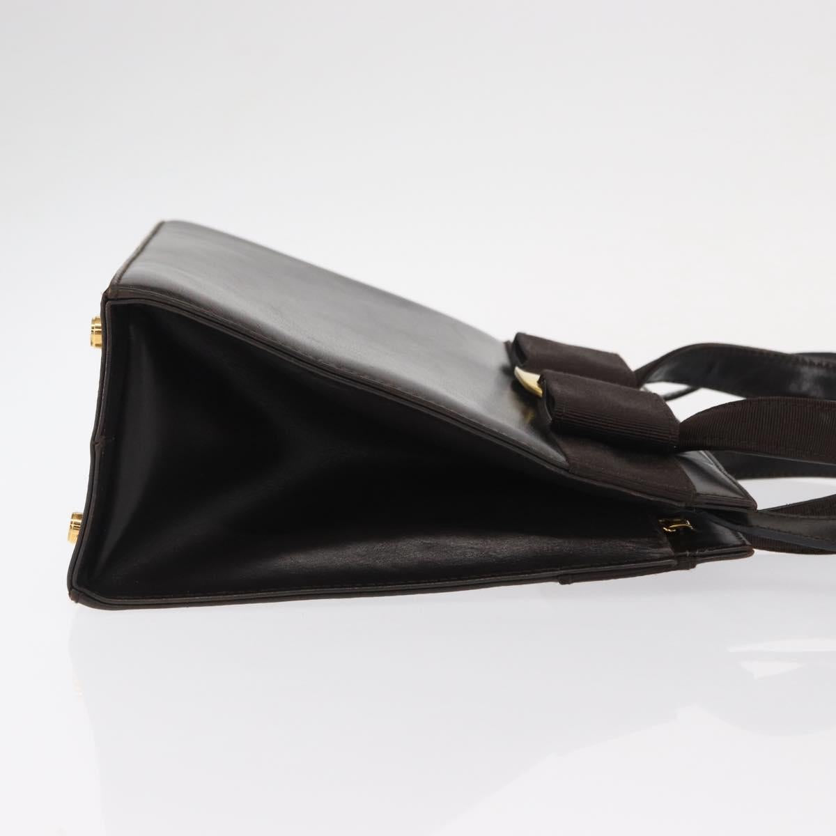 Salvatore Ferragamo Vala Hand Bag Leather 2way Brown Gold Auth gh1202