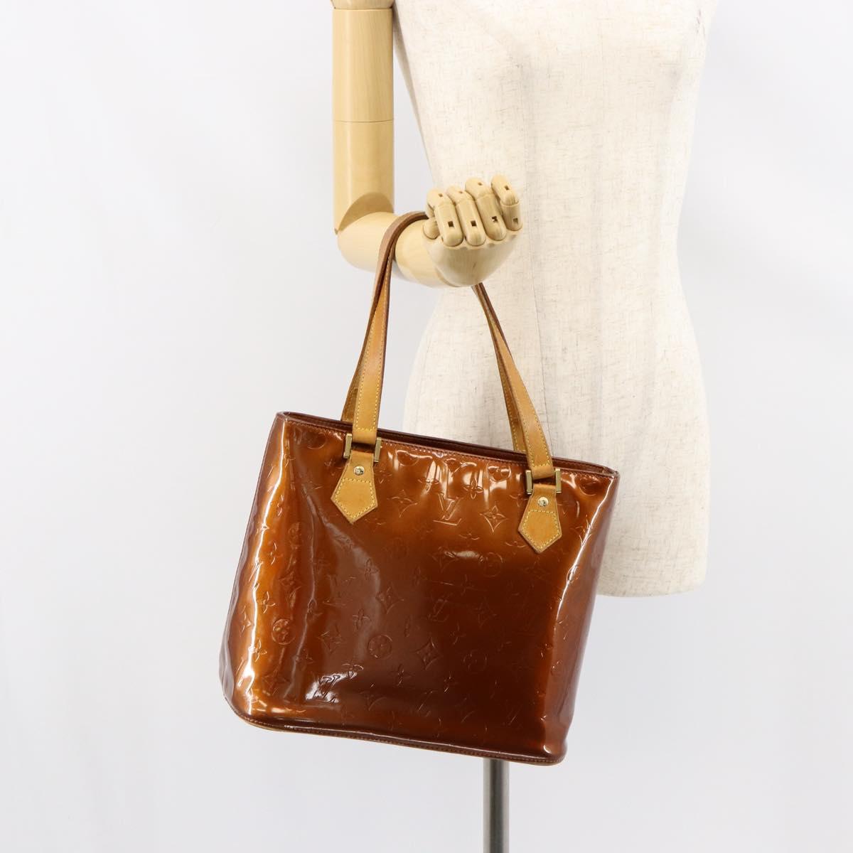 LOUIS VUITTON Monogram Vernis Houston Hand Bag Bronze M91122 LV Auth gh1207