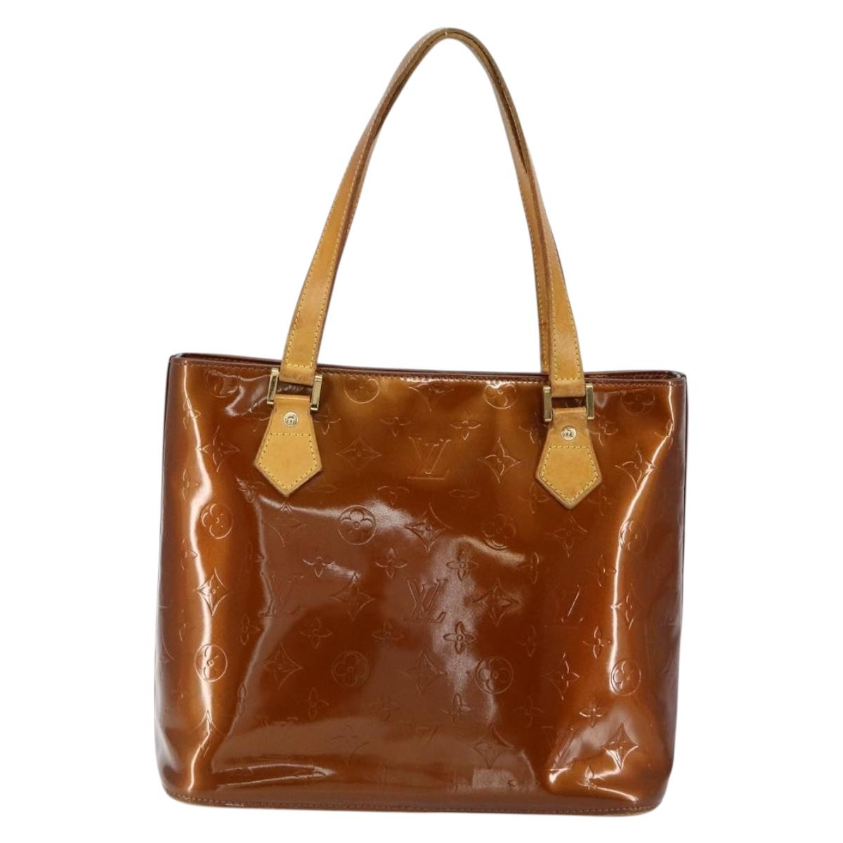 LOUIS VUITTON Monogram Vernis Houston Hand Bag Bronze M91122 LV Auth gh1207