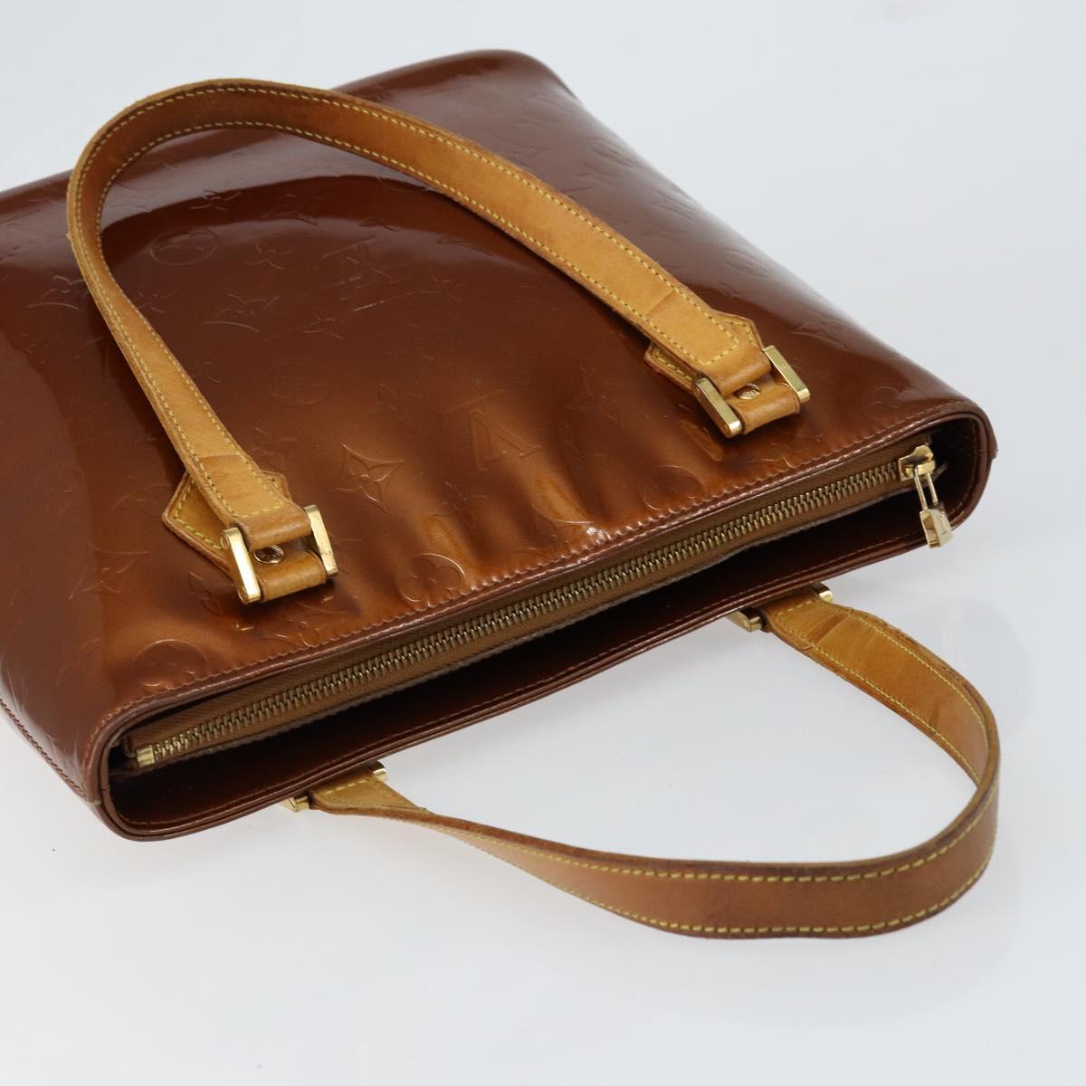 LOUIS VUITTON Monogram Vernis Houston Hand Bag Bronze M91122 LV Auth gh1207