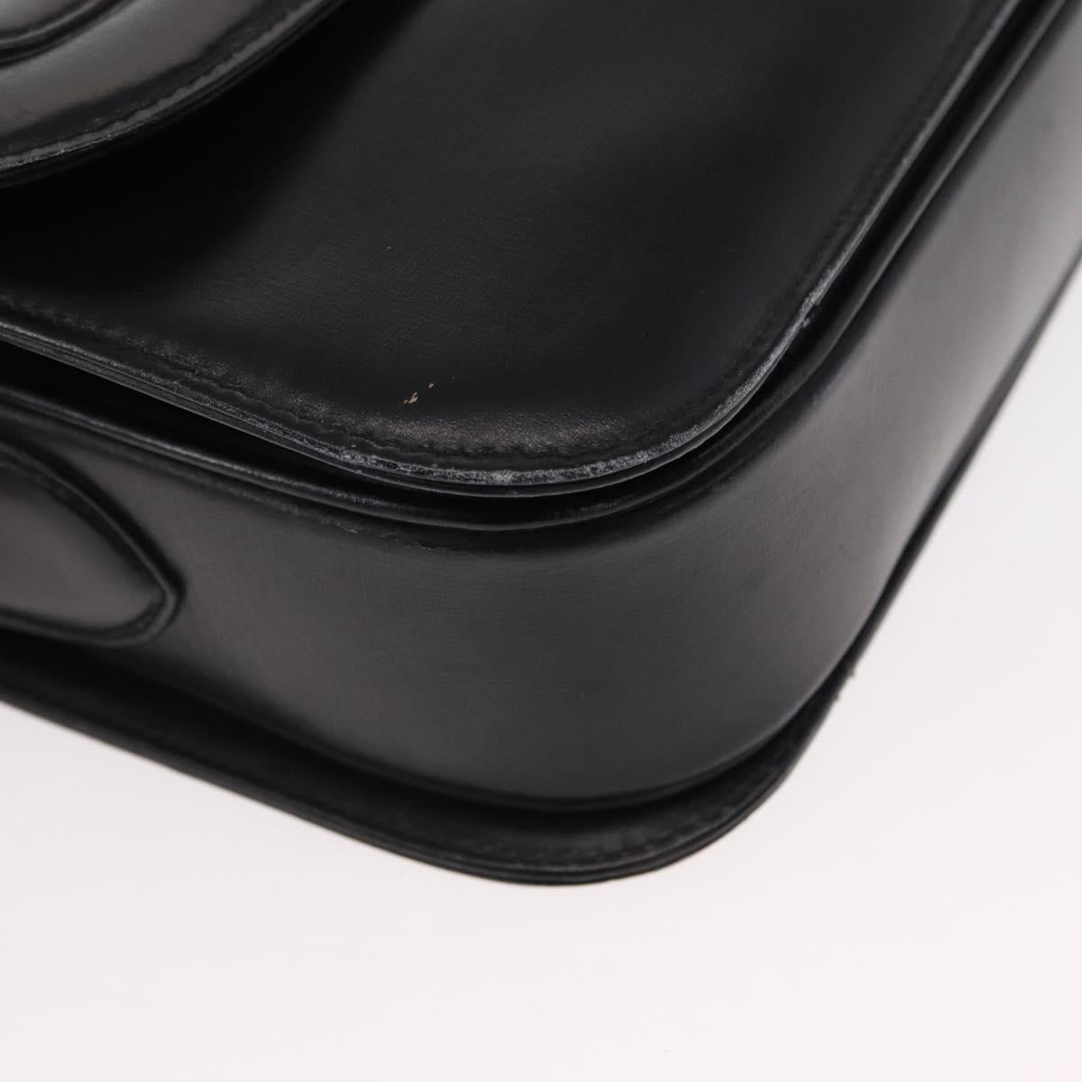 CELINE Horse Carriage Shoulder Bag Leather Black Gold Auth gh1220