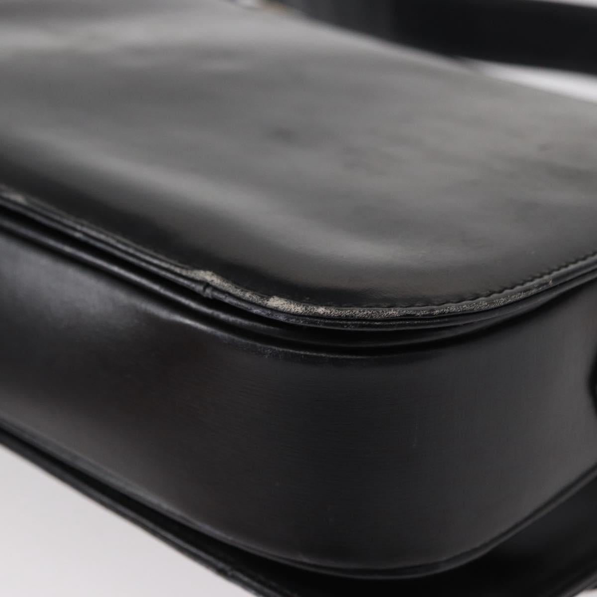 CELINE Horse Carriage Shoulder Bag Leather Black Gold Auth gh1220