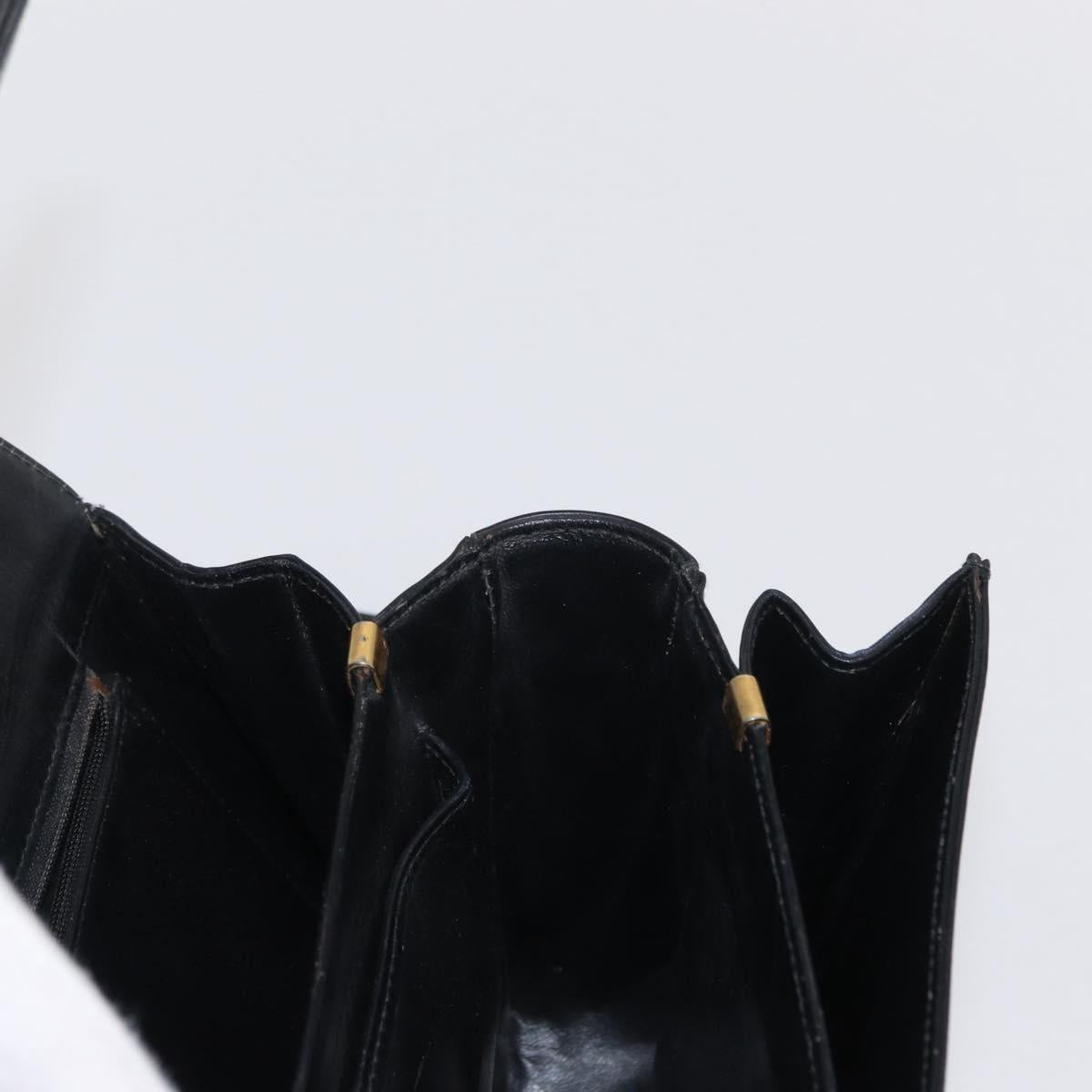 CELINE Horse Carriage Shoulder Bag Leather Black Gold Auth gh1220