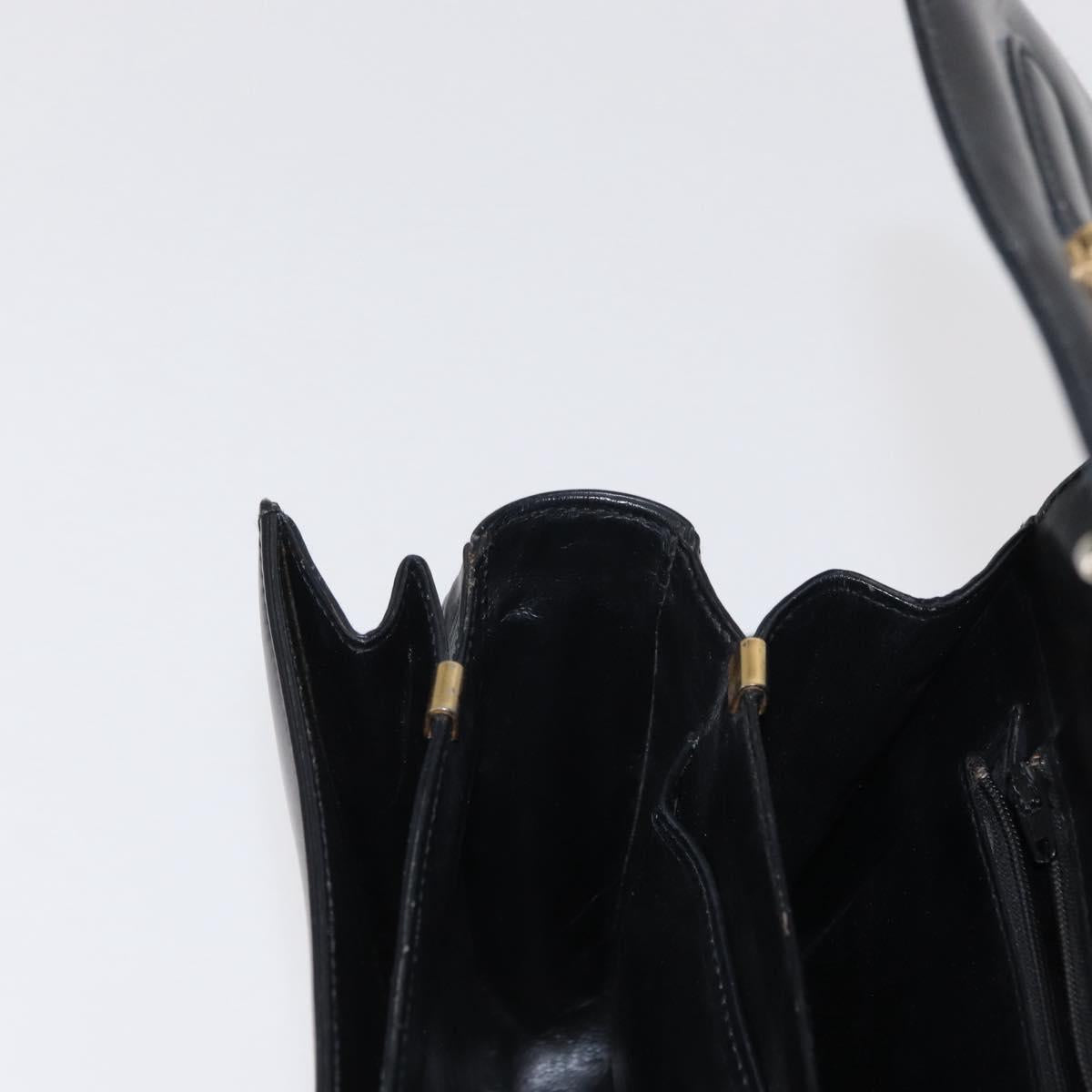 CELINE Horse Carriage Shoulder Bag Leather Black Gold Auth gh1220