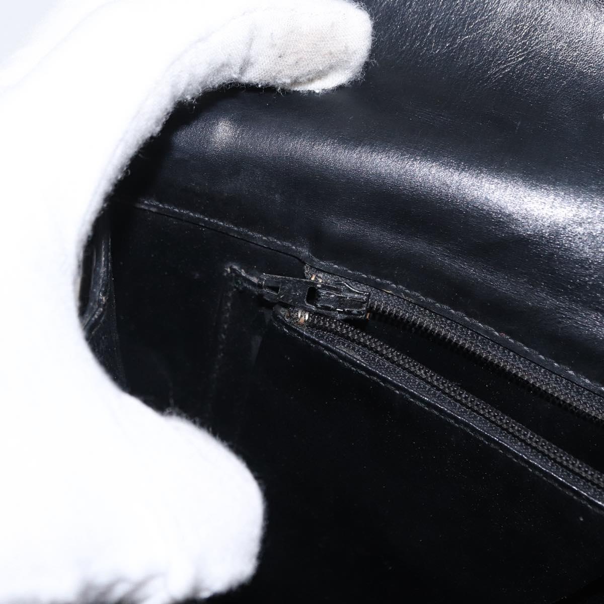 CELINE Horse Carriage Shoulder Bag Leather Black Gold Auth gh1220