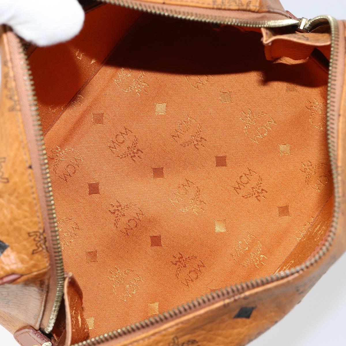 MCM Logogram Vicetos Hand Bag PVC Leather Brown Gold Auth gh1221