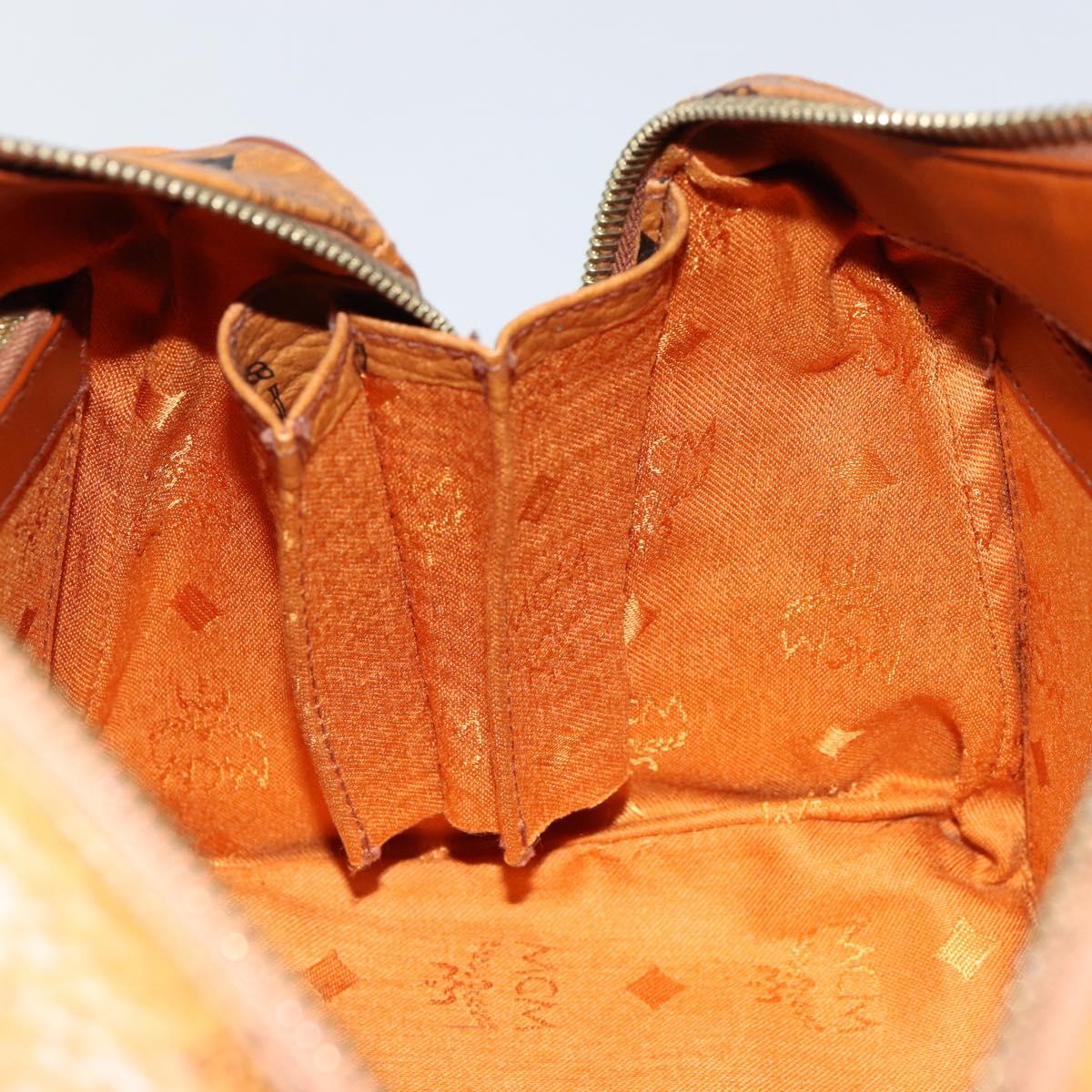 MCM Logogram Vicetos Hand Bag PVC Leather Brown Gold Auth gh1221