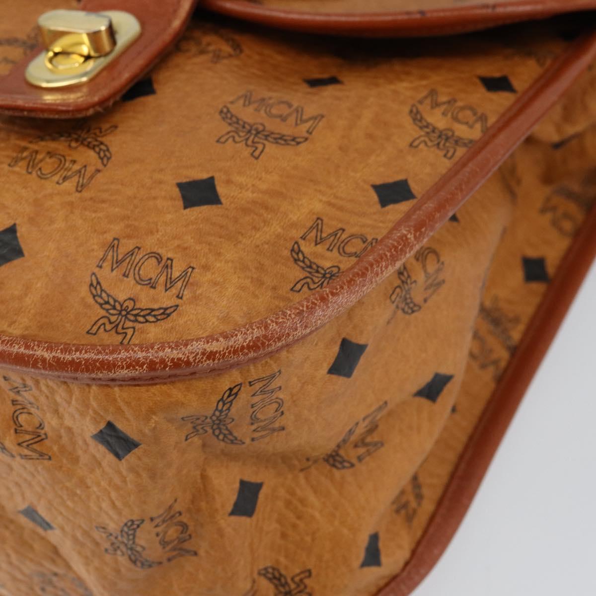 MCM Logogram Vicetos Shoulder Bag PVC Leather Brown Gold Auth gh1222