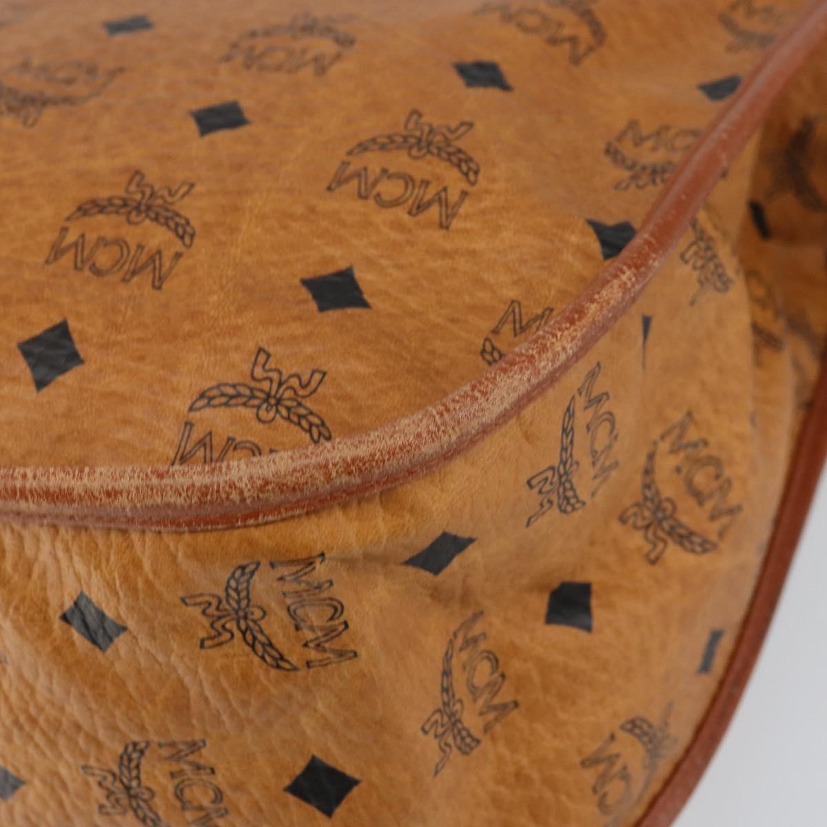 MCM Logogram Vicetos Shoulder Bag PVC Leather Brown Gold Auth gh1222