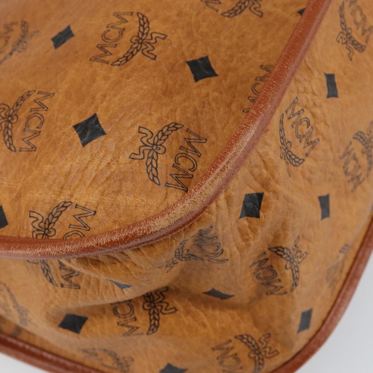 MCM Logogram Vicetos Shoulder Bag PVC Leather Brown Gold Auth gh1222