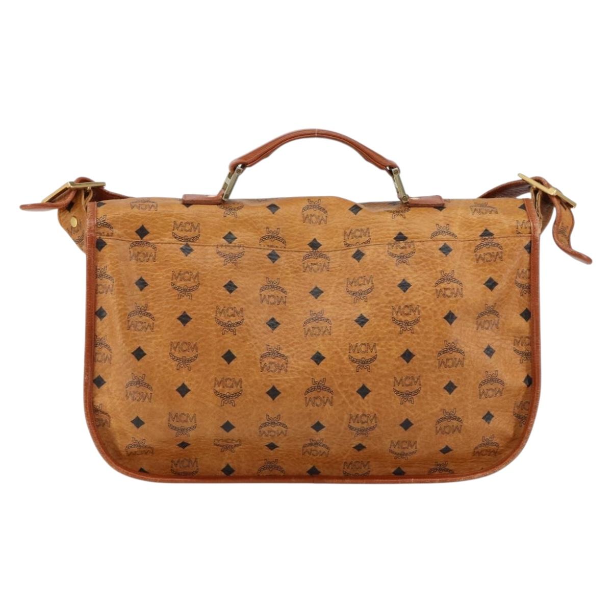 MCM Logogram Vicetos Shoulder Bag PVC Leather Brown Gold Auth gh1222