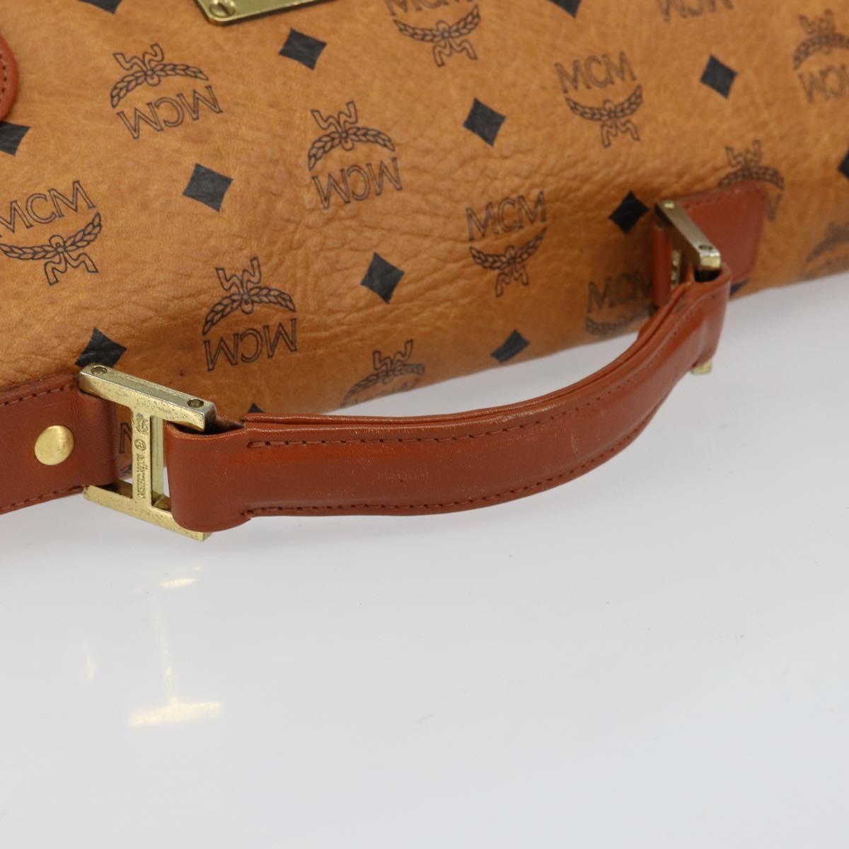 MCM Logogram Vicetos Shoulder Bag PVC Leather Brown Gold Auth gh1222