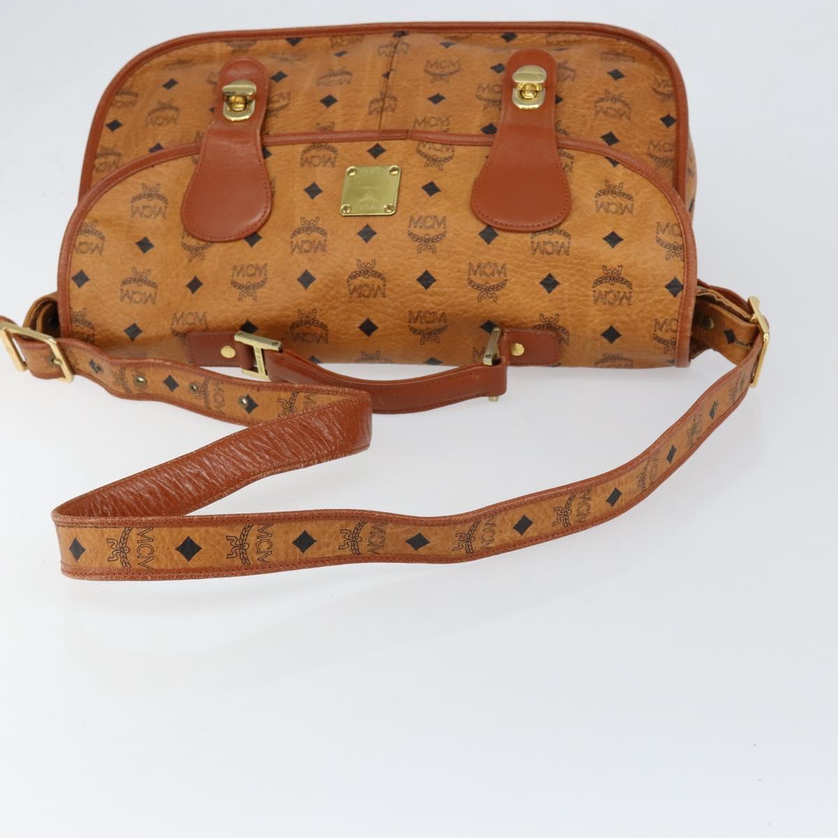 MCM Logogram Vicetos Shoulder Bag PVC Leather Brown Gold Auth gh1222
