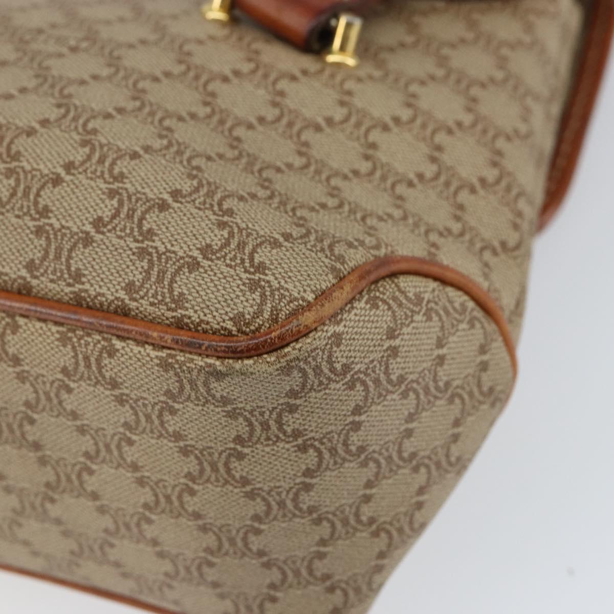 CELINE Macadam Canvas Hand Bag PVC Beige Gold Auth gh1223