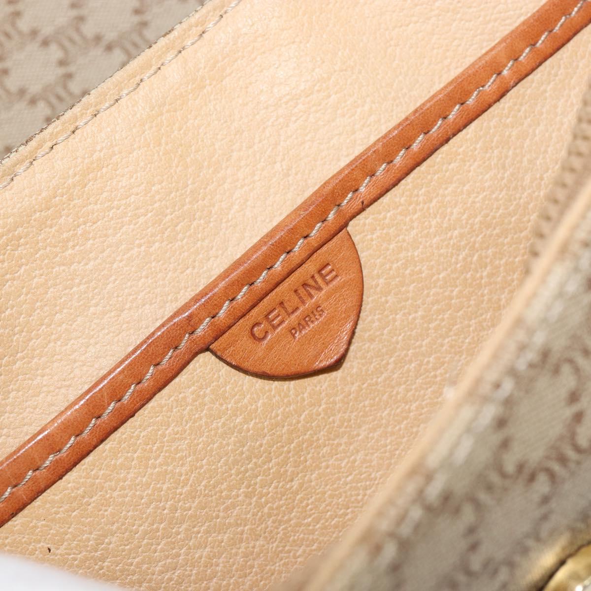CELINE Macadam Canvas Hand Bag PVC Beige Gold Auth gh1223