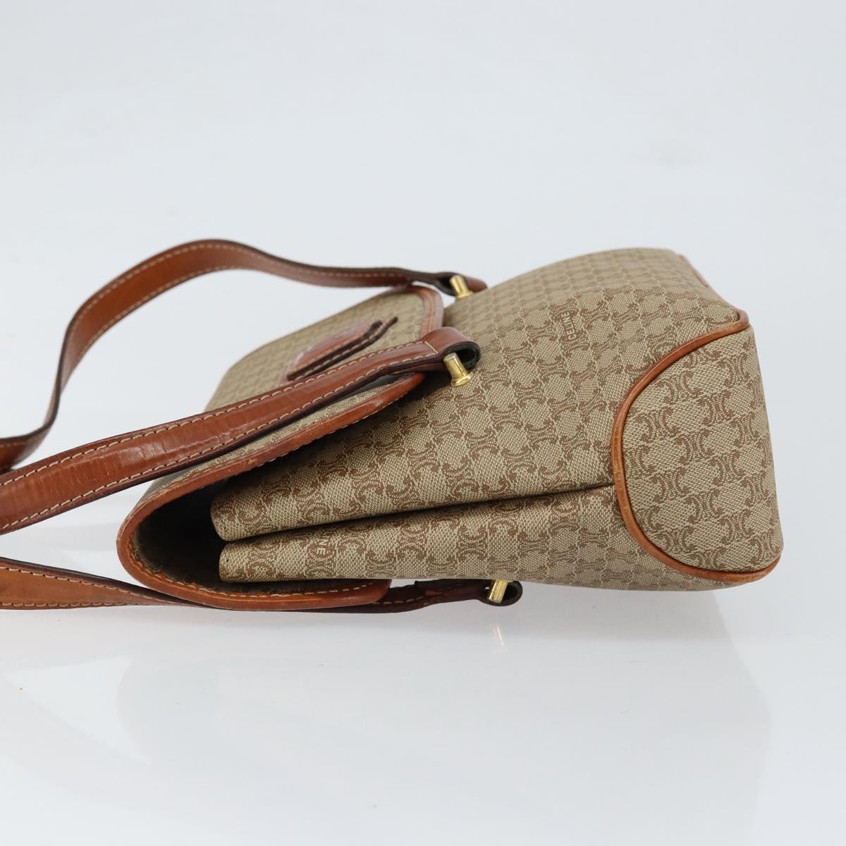 CELINE Macadam Canvas Hand Bag PVC Beige Gold Auth gh1223