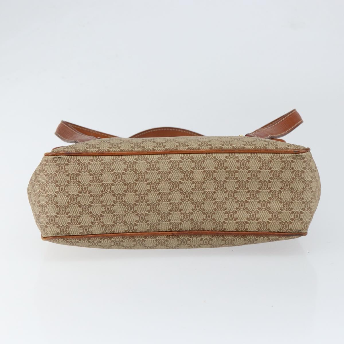 CELINE Macadam Canvas Hand Bag PVC Beige Gold Auth gh1223