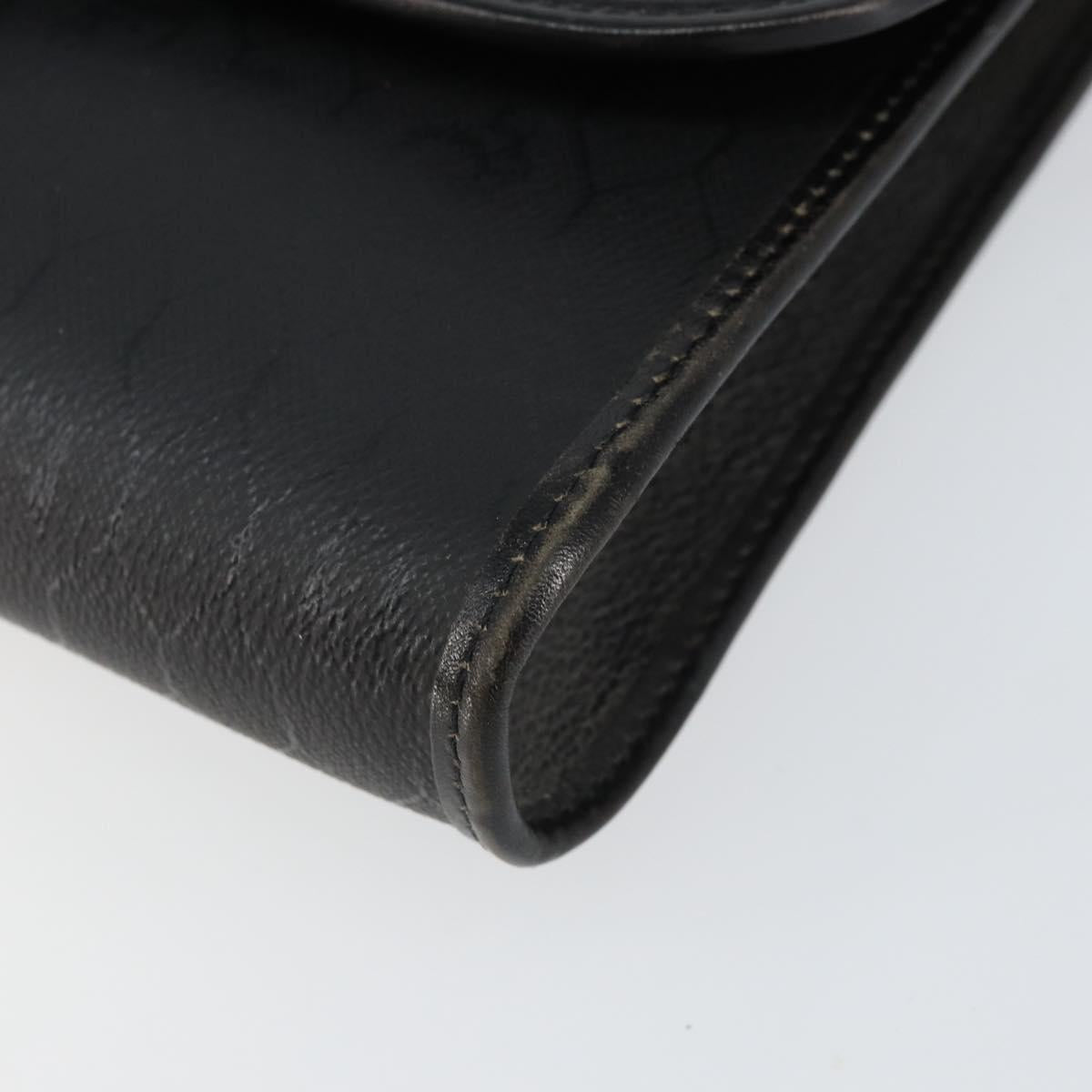 Christian Dior Honeycomb Canvas Chain Shoulder Bag PVC Black Gold Auth gh1228