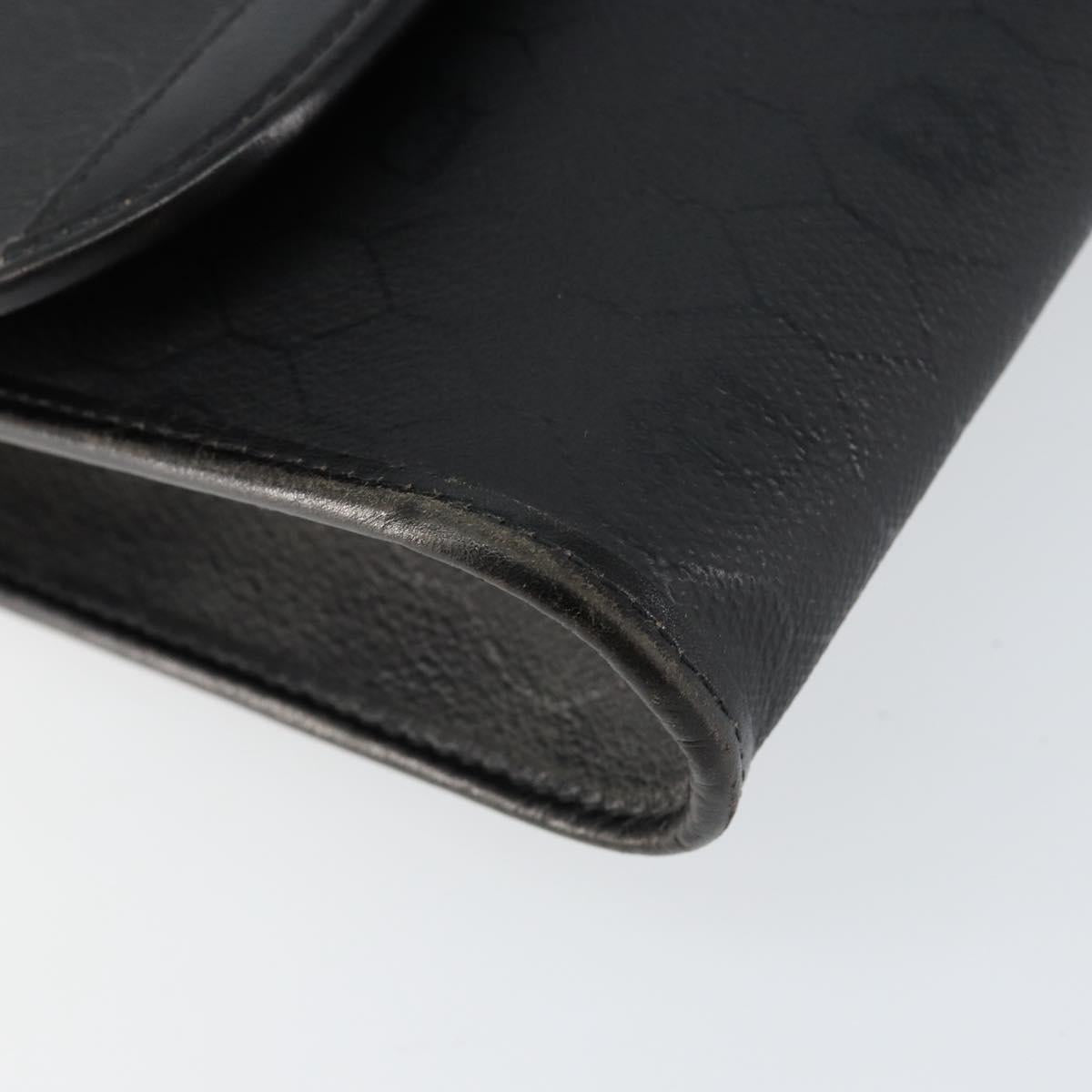 Christian Dior Honeycomb Canvas Chain Shoulder Bag PVC Black Gold Auth gh1228