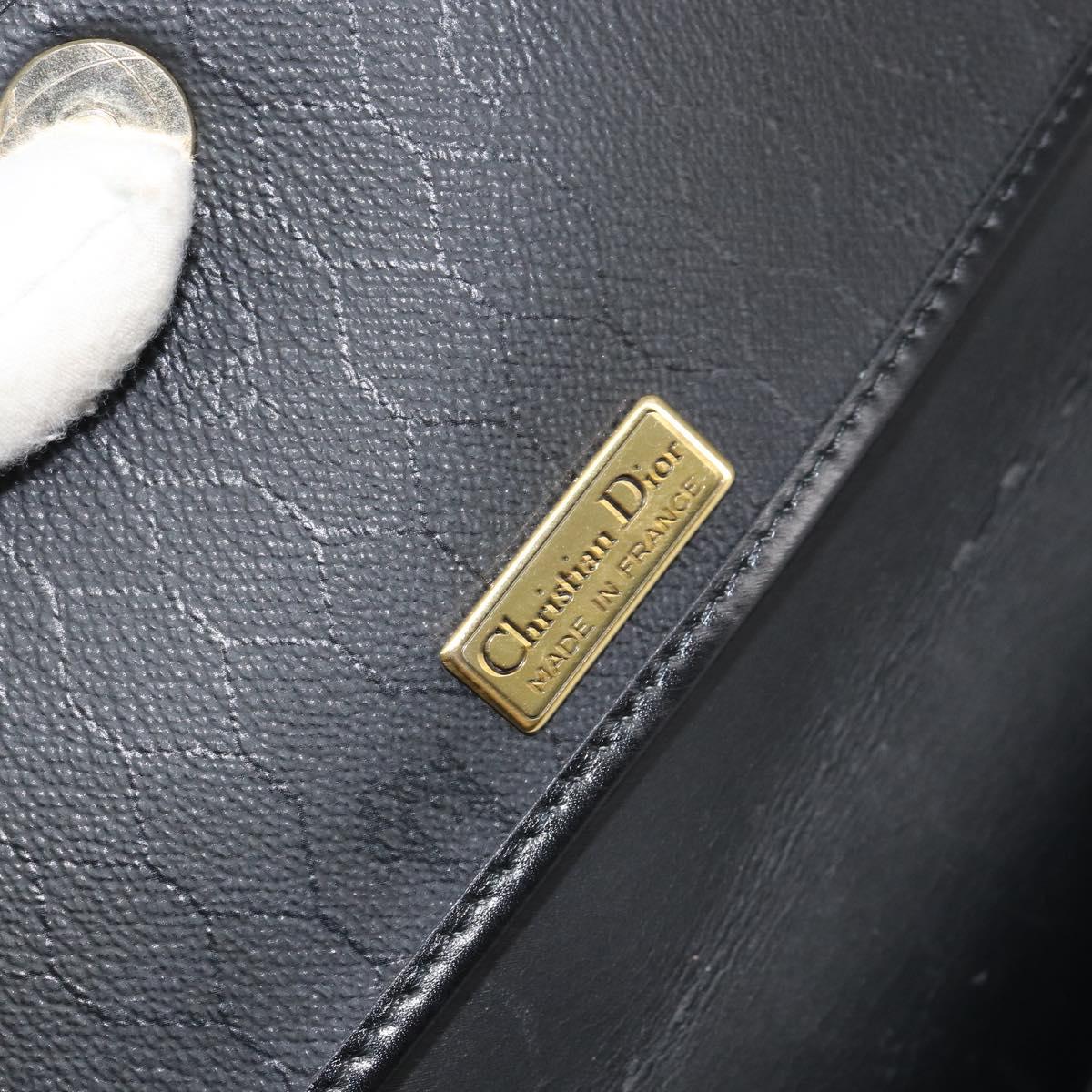 Christian Dior Honeycomb Canvas Chain Shoulder Bag PVC Black Gold Auth gh1228