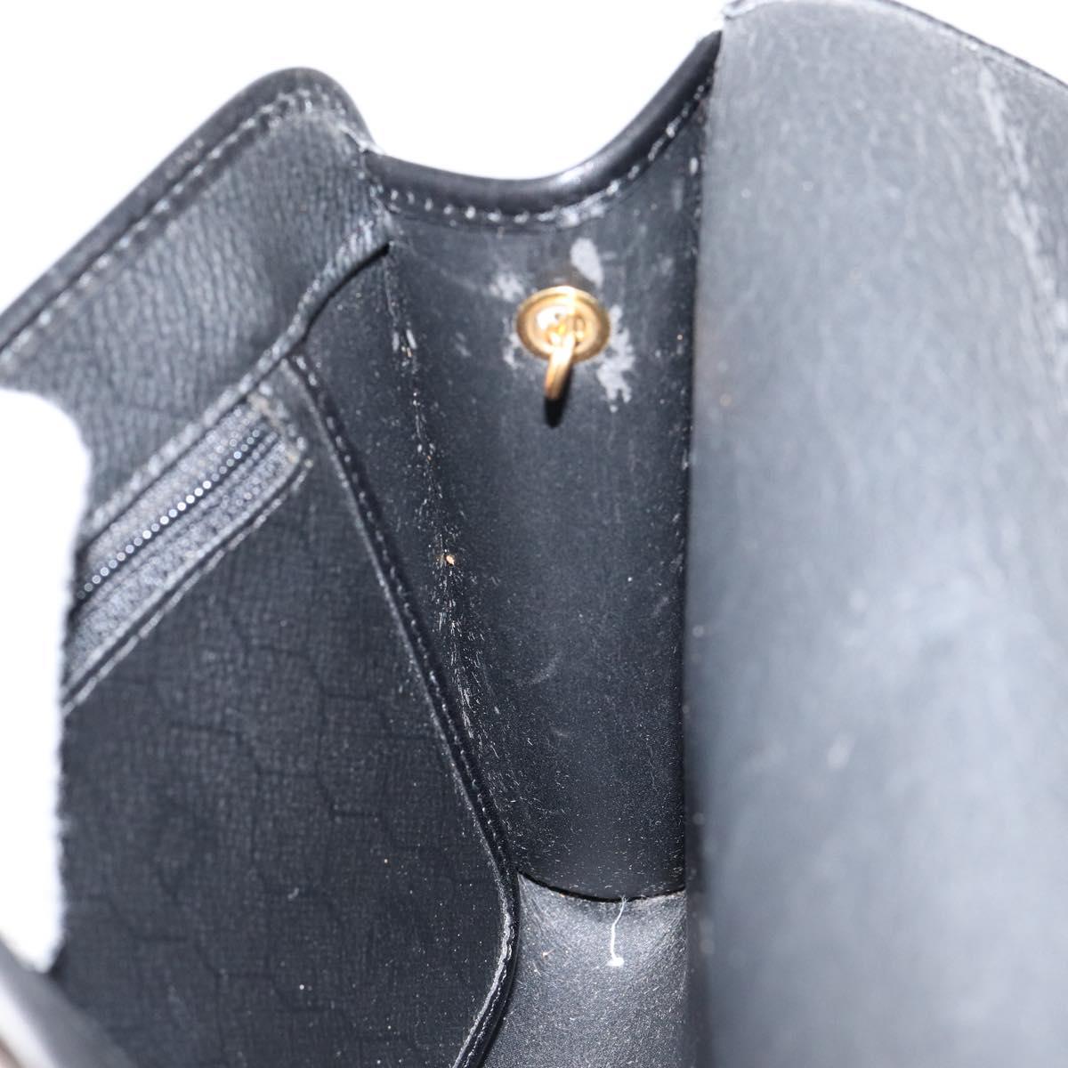 Christian Dior Honeycomb Canvas Chain Shoulder Bag PVC Black Gold Auth gh1228