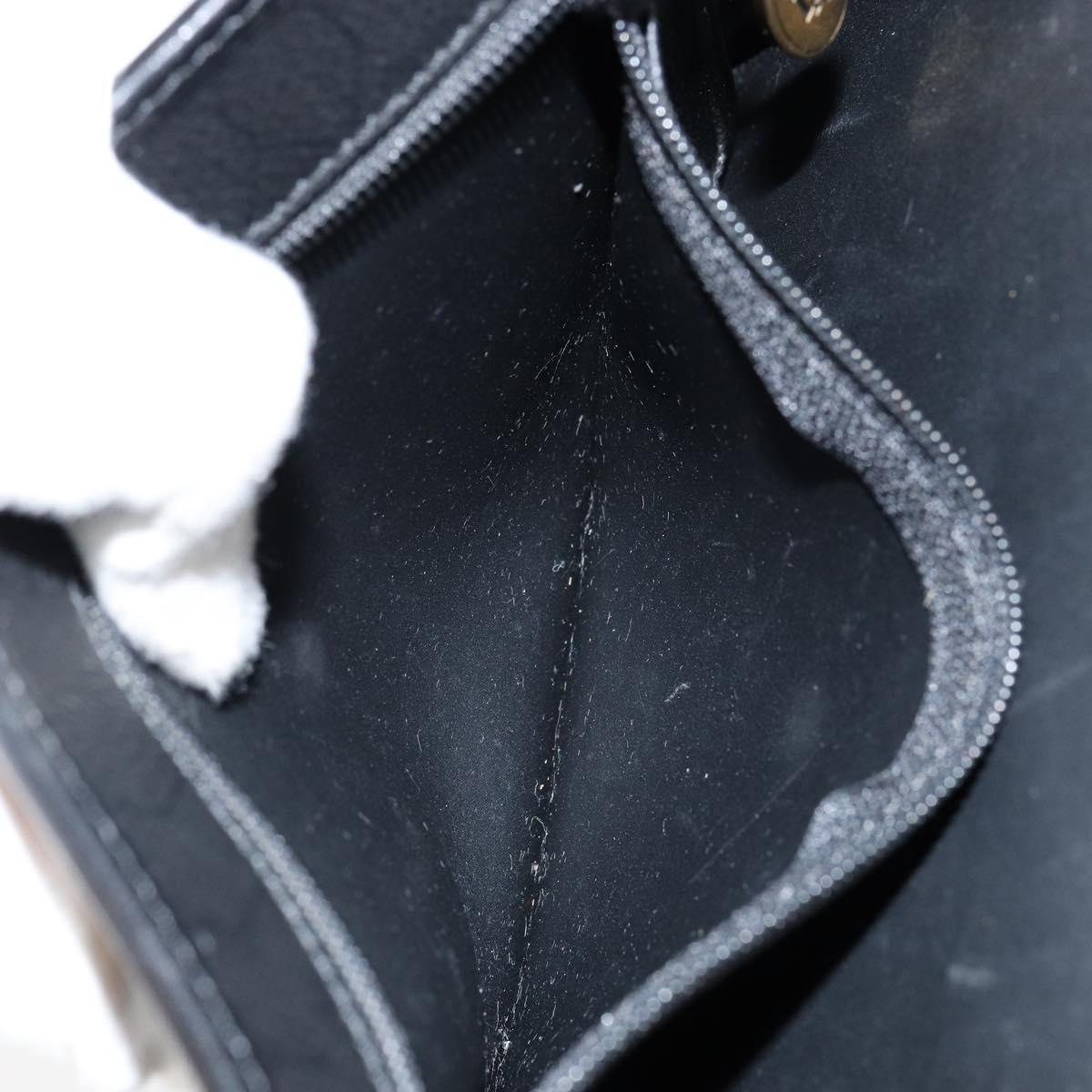 Christian Dior Honeycomb Canvas Chain Shoulder Bag PVC Black Gold Auth gh1228