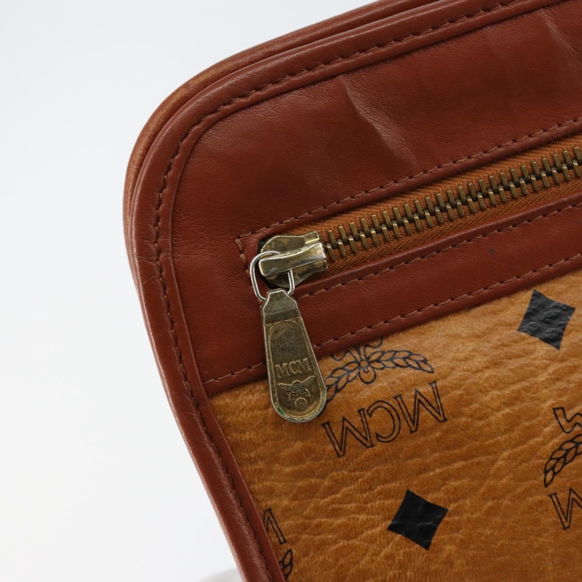 MCM Logogram Vicetos Clutch Bag PVC Leather Brown Gold Auth gh1233