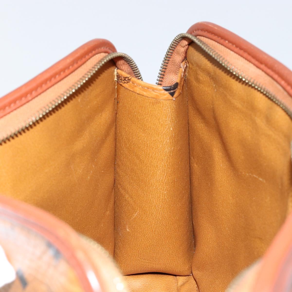 MCM Logogram Vicetos Clutch Bag PVC Leather Brown Gold Auth gh1233